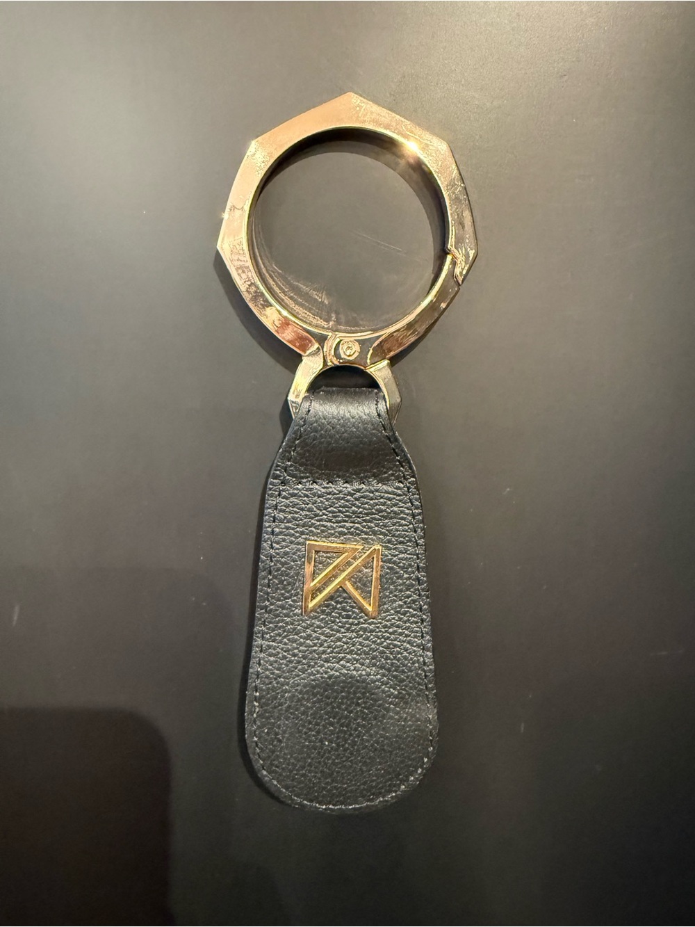 Black Leather Key Fob with Gold Hardware - Unbranded